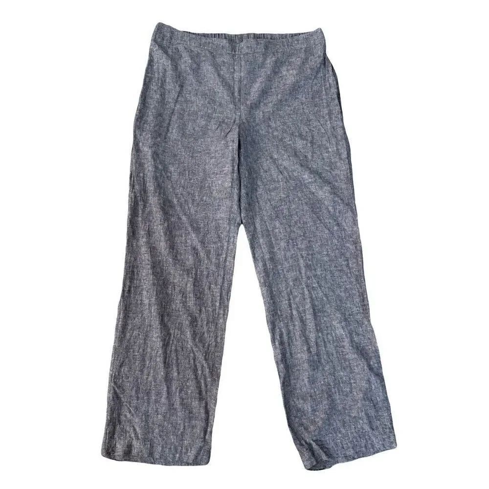 Chico's Blue Heather Linen Rayon Blend Pull On Pants Size 2.5/L